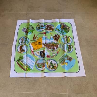 Mid-Century WA Souvenir Linen Tea Tablecloth - Unused
