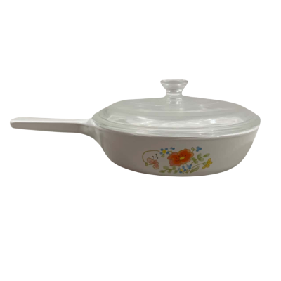 Corning Ware Wildflower Frypan with Glass Lid, P 83, 16cm Diameter, Cerammed in Australia, Minor Scrathes as Shown in Pictures 