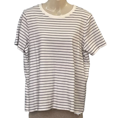 Country Road Womens Size L Short Sleeve/T-shirts Black/Striped/White