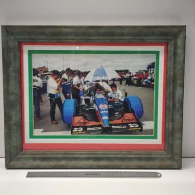 Vintage Framed Formula 1 Motorsport Photograph Minardi #23 Car Pit Lane