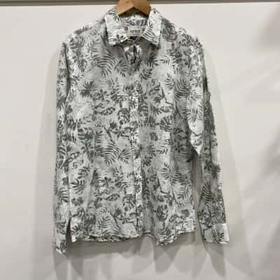 Gazman Mens Long Sleeve Shirt Green / Khaki / White 