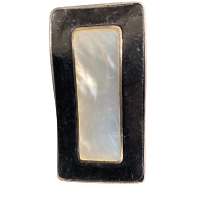  Womens Stirling silver mother of pearl & leather Kigu style 3.5 x6cm Pendant 