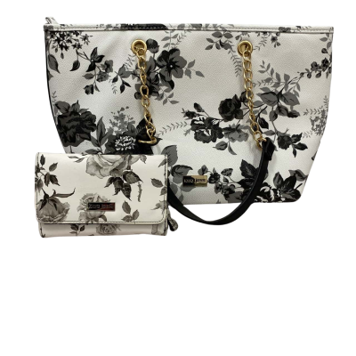 Womens floral black/ white bag and purse 