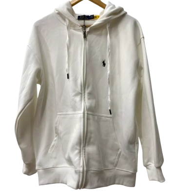 Polo Ralph Lauren Fleece Full Zip Hoodie in White Size L