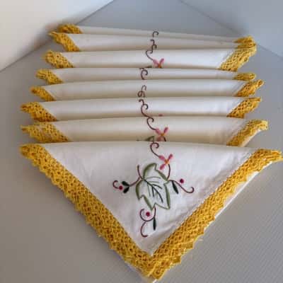 Set of 8 Hand Embroidered Napkins