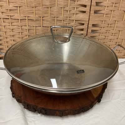 Fissler Kunming Wok Glass lid Metal handles 36cm Stainless Steel Cookware Pan Frying Deep frying Kitchen Cooking 