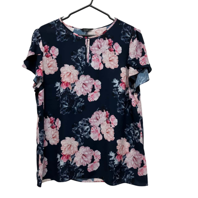 Portmans Womens  Size 16 Floral Top / Short Sleeve Top Floral / Multicoloured / Navy Blue 