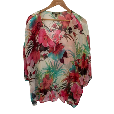 Tommy Bahama Silk Womens  Size XL 3/4 Sleeve Top / Floral Top Floral / Multicoloured 