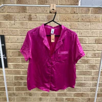 Bras N Things Womens pink LIQUID SATIN SHORT SLEEVE Size 12 