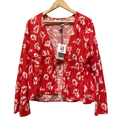 Afends Womens  Size M Blouse / Long Sleeve Shirt Red / White 