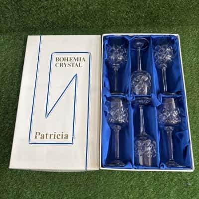 Vintage Patricia Bohemian Crystal Port/Sherry Glasses 90ml x 6 (Boxed)