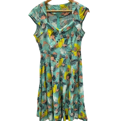 Retro Banned Apparel Womens  Size M Teal Pleated Midi Dress 