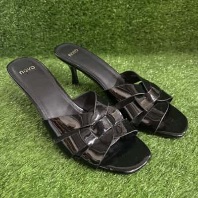 Novo Vivianne Black Patent Mules Size 10