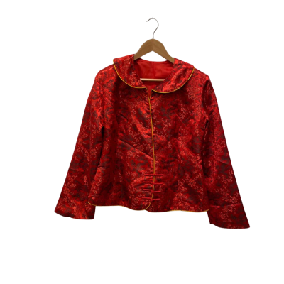 Homemade Cheongsam Top Size 12 Long Sleeve Top Pattern / Red 