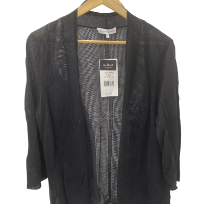 Black Pepper Womens  Size L sheer Cropped Cardigan Black  