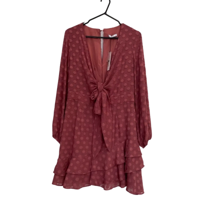 Sheike Womens  Size 14 Long Sleeve Dress / Midi Dress Coral / Pink  / Polka Dot 
