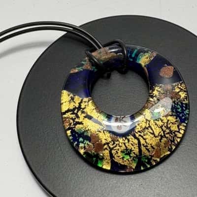  Coloured Glass Round Pendant Necklace on Cord