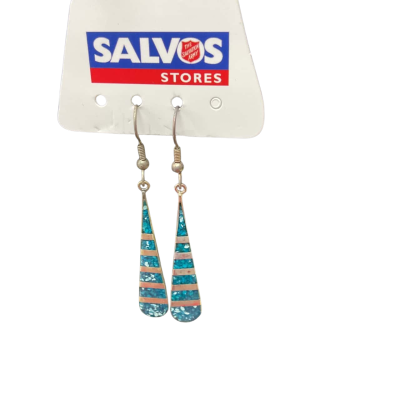  Women’s Blue and Silver Drop Earrings 