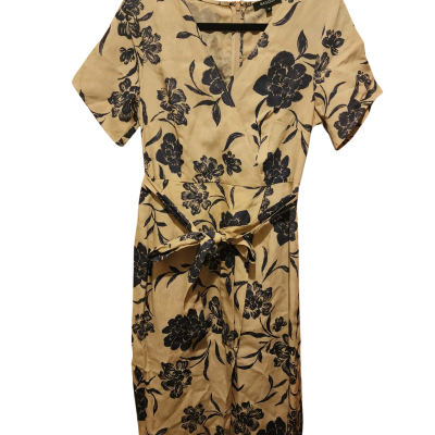 Basque Womens  Size 10 Midi Dress Beige / Blue  Floral