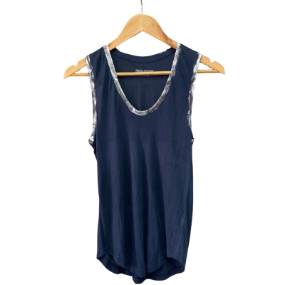  Zadig & Voltaire Women's  Size S Singlet Top Blue Silver Trim 