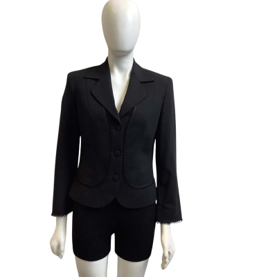 Anthea Crawford Womens  Size 8 Front Button Wool Blazer Black 
