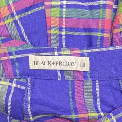 Black Friday Womens Blue Tartan Dress Size 14  
