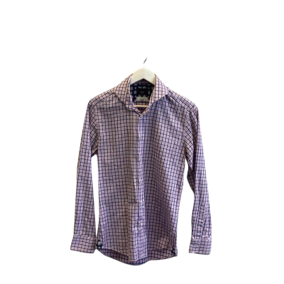 Oxford Mens Size S Long Sleeve Shirt Pink Blue Checkered