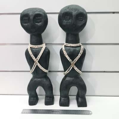 Pair of Hand-Carved Tribal Style Wooden Statues XL