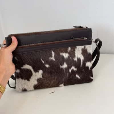 Country Allure Cow Print Leather Cross Body Bag