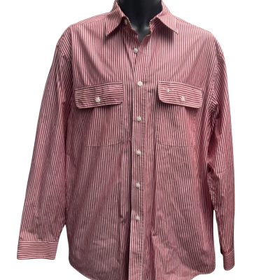 R.M. Williams Mens  Size M Long Sleeve Shirt Red / Striped / White 