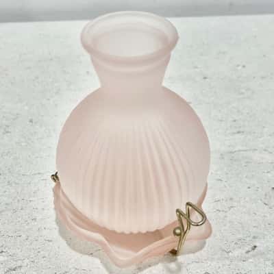 Vintage Frosted Pink Vase and Soap Dish 
