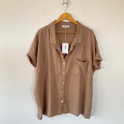 Dharma Bums Cinnamon Linen SHort Sleeve Cali Shirt Size 4XL 