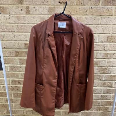 Luck & Trouble Womens faux leather brown jacket Size 10 