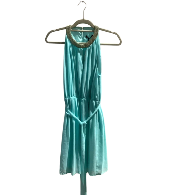 Portmans Womens  Size 12 Mini Dress Blue Cleopatra Look (very Pretty) Chiffon over Blue Satin Lining Original RRP $139.99