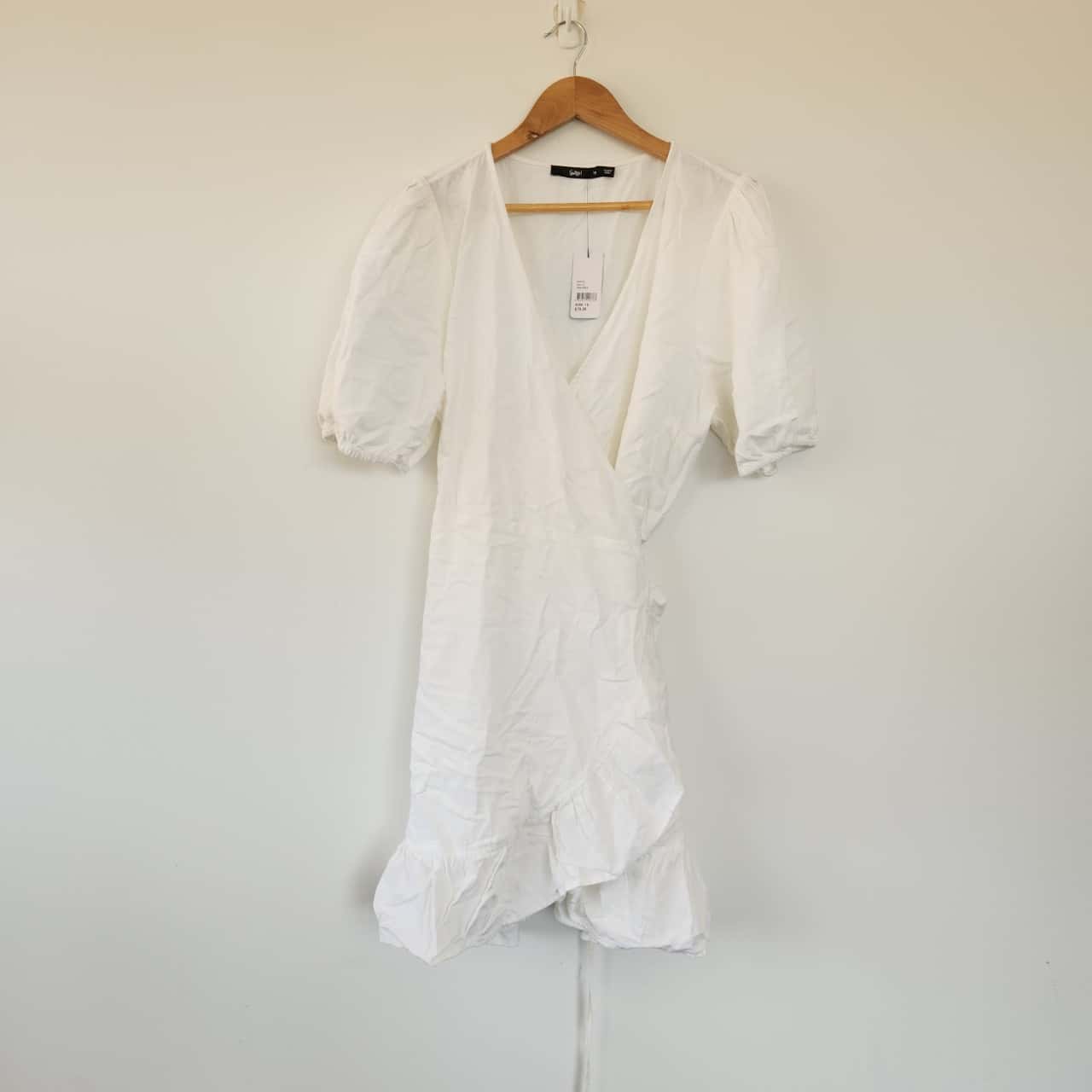 Sportsgirl Linen Rich White Wrap Dress Size 18 / Plus Size / XXXL