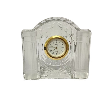 Mikasa Crystal Glass Mantel Clock Quartz Singapore Movement Roman Numerals