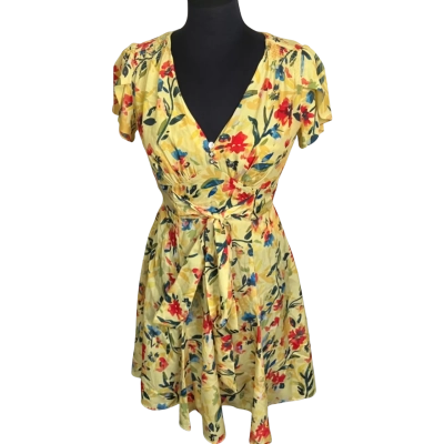 Alannah Hill Womens Yellow Floral Dress Size 8 