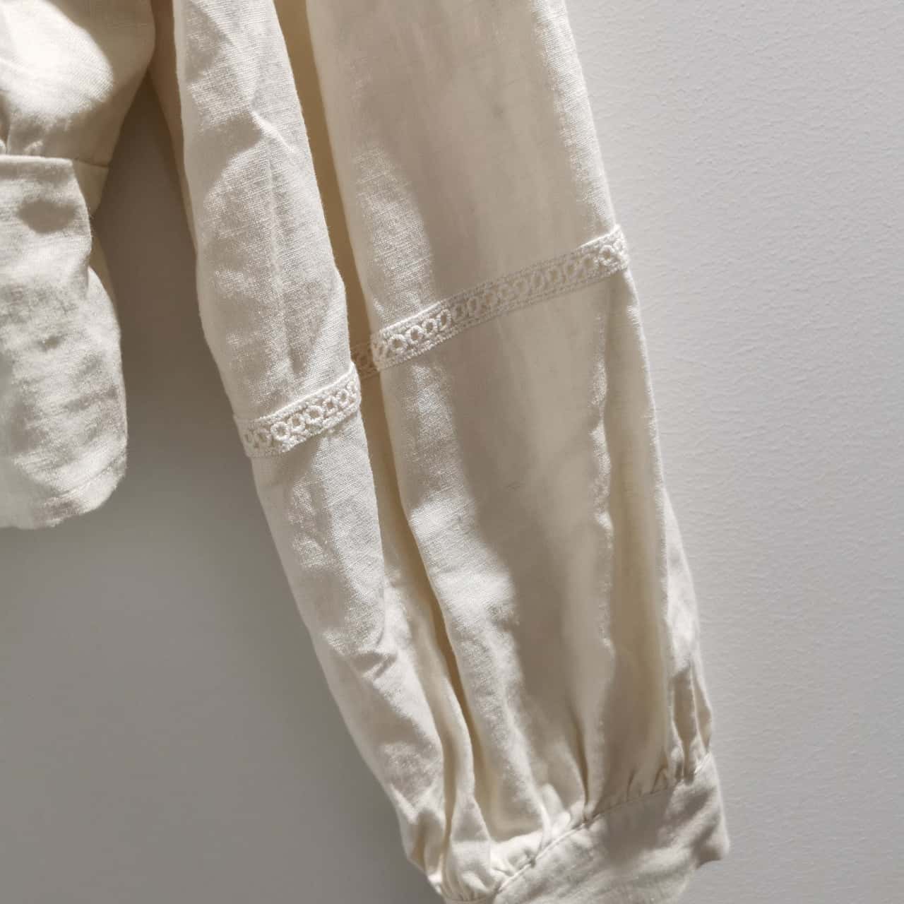 Sportsgirl Womens Linen Blend Peasant Style Boho Size 12 Cropped Top