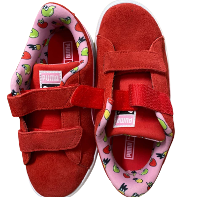 Puma Kids  Size 1 Shoes Red Suede, Velcro fastener 