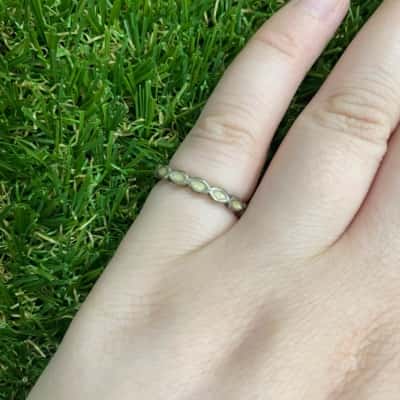 Womens Pandora 925 Silver Ring with Beige Accents