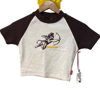 BNWT Worship Size 8 Brown / White Tee