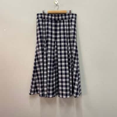 Witchery Womens  Size 16 Maxi Skirt Blue / Checked / White 