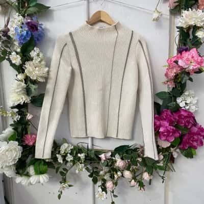 Reiss Womens  Size 6 / 8 / XS Crew Neck Jumper Cream 