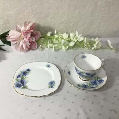 Vintage Colclough Blue Floral Pattern Bone China Cup Saucer & Plate 