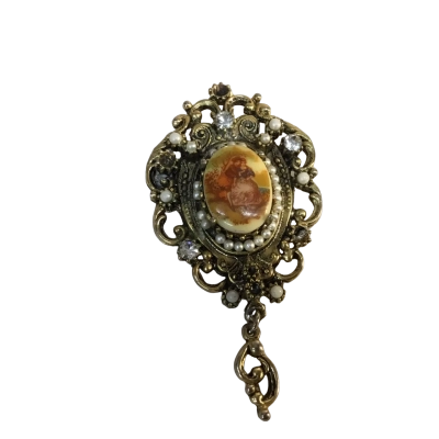 Vintage Brooch Victorian Revival Approx 3.5 x 5.5cm 