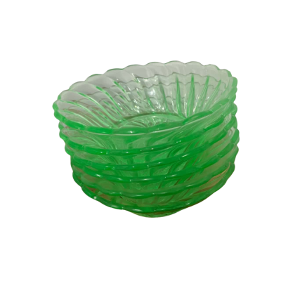 Vintage Art Green Uranium Glass Bowls