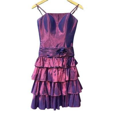 Vintage Lenovia Womens Size XS Purple Ruffle Formal Dress 