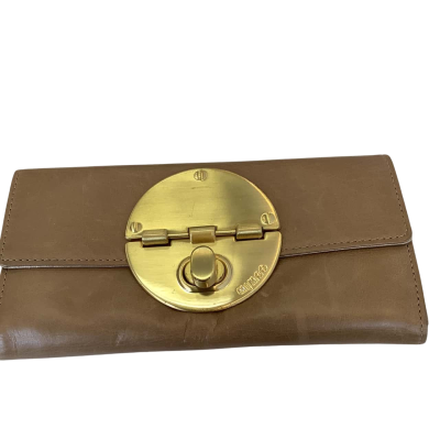 Mimco Womens Fold Leather Purse / Wallet Beige 