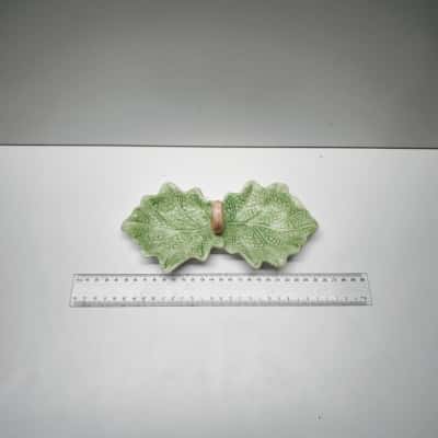 Madiggan Body Care White Ceramic Leaf Trinket Dish Catchall With Handle