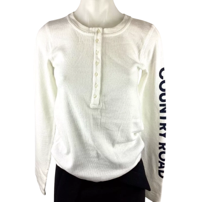 Country Road Teen Girl Textured Henley Size 16 White 